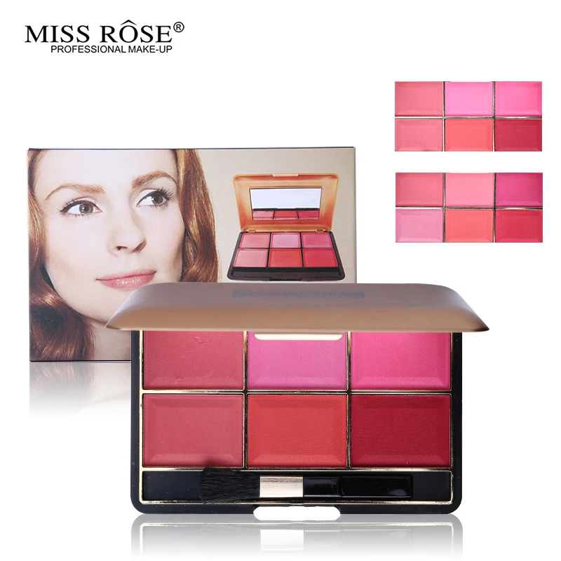 

Miss Rose Mineral 6 Color Blush Makeup Palette Face Cheek Powder Dreamlike Velvet Shimmer Matte Blusher Cosmetics