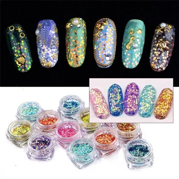 

3D Nail Art Decoration Sequins Glitter Scales Sheets Tips Shining Manicure 2017 top sell