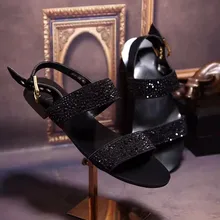 Г., блестящие стразы, летние мужские вьетнамки, сандалии на плоской подошве для мужчин, пляжные сандалии обувь из натуральной кожи мужские вьетнамки