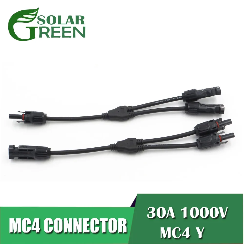 

1 TO 2 30A 1000V Electrical MC4-Y MC4 Y Branch parallel connection Connector Photovoltaic 2pcs solar Panel Cable Wire Connect