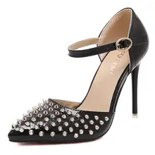 2016 New Fashion Star Pumps Valentine Rivets Two-Piece Stiletto Red Bottom High Heels Shoe Woman Zapatos Wedding Shoes Women