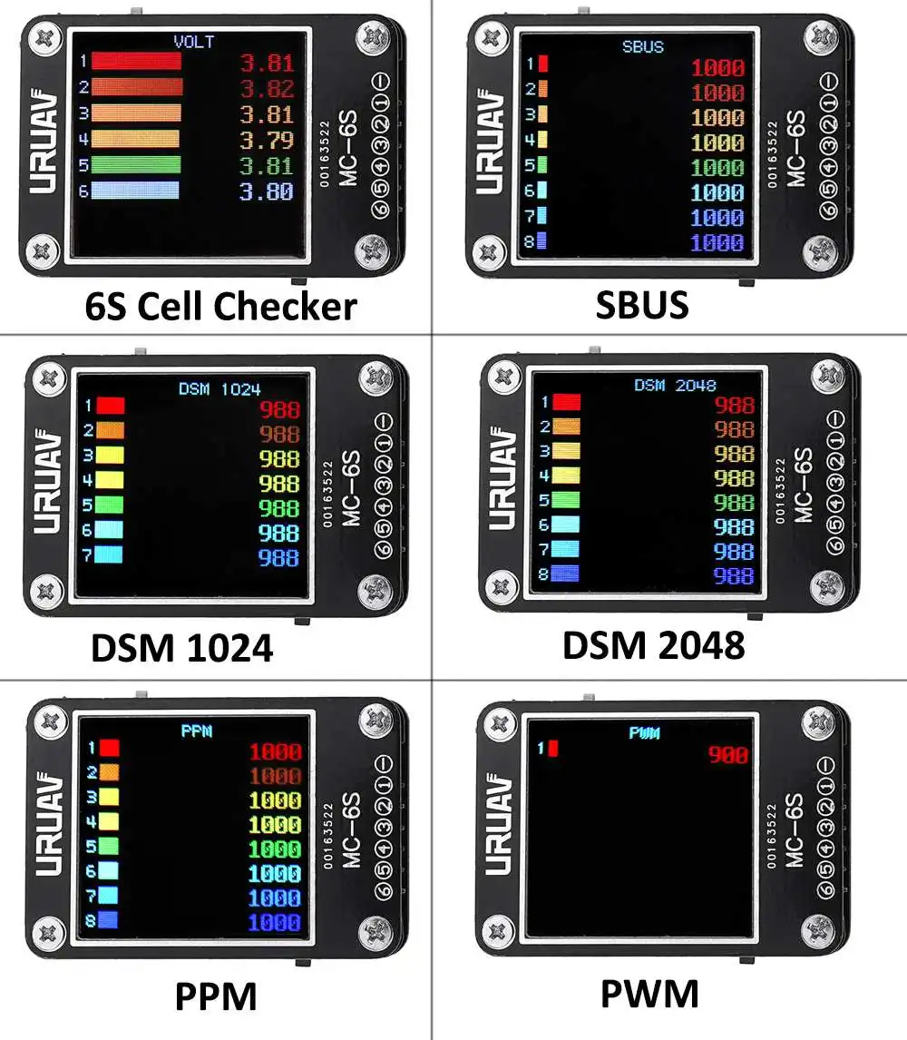 

5-25VURUAV MC-6S 1-6S Lipo Battery Voltage Checke Receiver Signal Tester Digital Battery Capability Checke For RC Drones Models