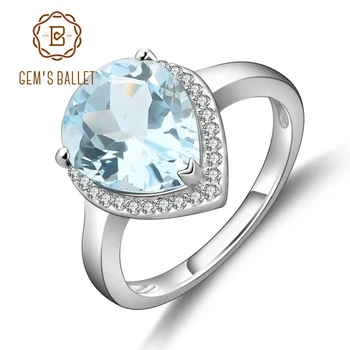 

GEM'S BALLET 925 Sterling Silver Engagement Fine Jewelry for Women 5.78Ct Natural Sky Blue Topaz Rings Gemstone Ring