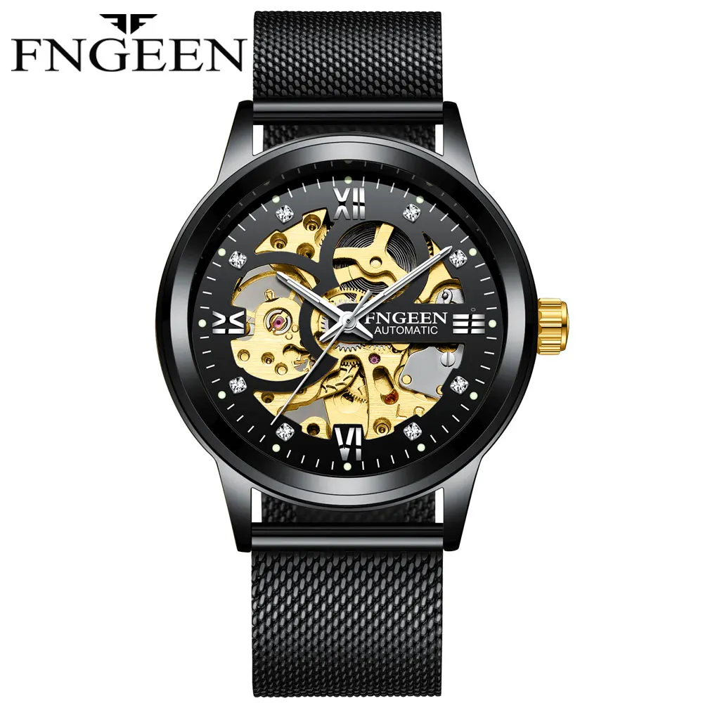 

FNGEEN 2019 business watch men Luminous clock men Tourbillon waterproof Mechanical watch top brand relogio masculino