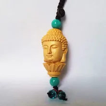 Mini bouddha tête buda statue Mobile sac décoration budda figurine bois chinois jouet Sculptures(China)