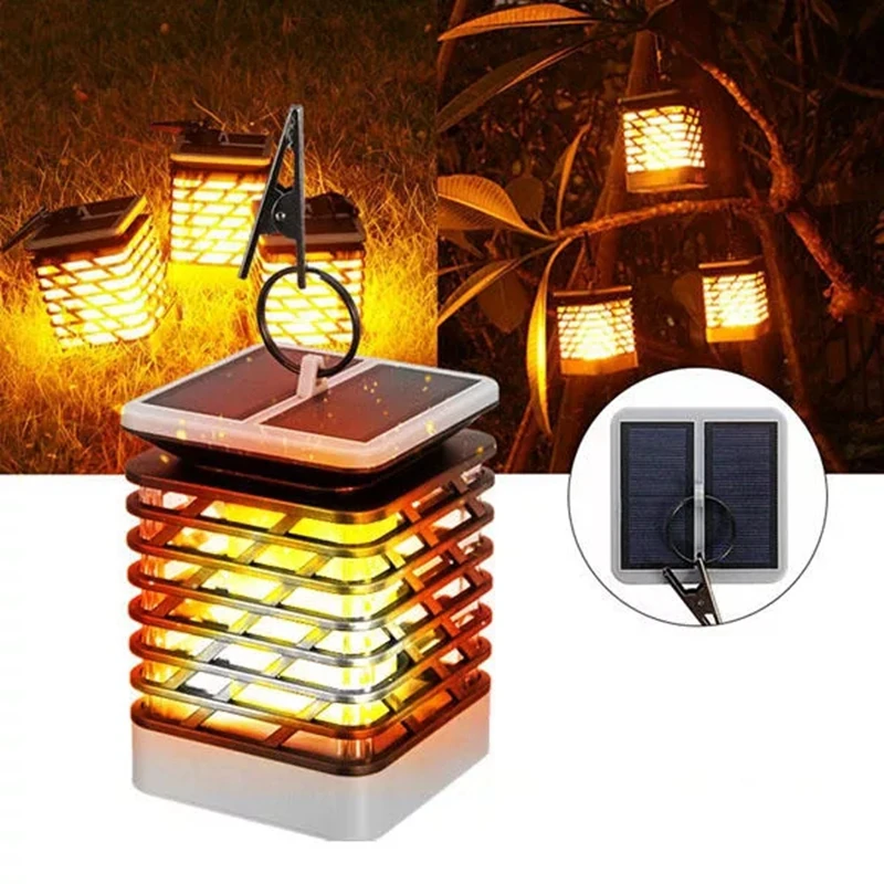 

Solar Power LED Light Flickering Flame Effect Lamp Landscape Candle Lamps Hanging Lantern Waterproof Garden Camping Decor Light