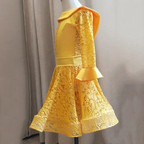 Модное платье для латинских танцев; кружевное платье для девочек; одежда для бальных танцев, румбы, танго; одежда для тренировок; детская одежда для выступлений на ча-ча; DC1478 - Цвет: DRESS-STYLE 1