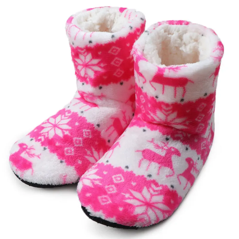Зимние пушистые тапочки; домашние тапочки; Домашние пушистые шлепанцы; теплая плюшевая Рождественская обувь; Pantoffels Dames Zapatos De Mujer - Цвет: pink
