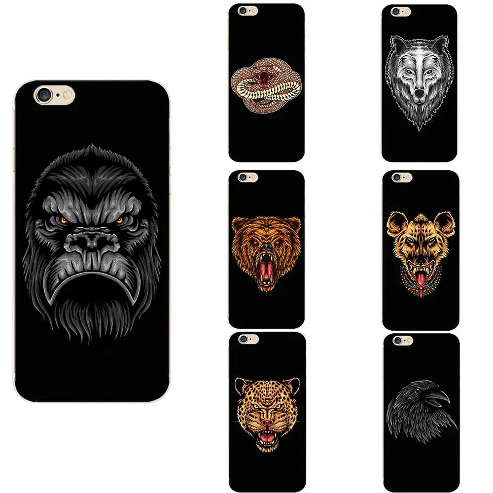 

Animal Face Theme Leopard Ape Eagle Bear Wolf Snake Soft TPU Phone Back Cases For iPhone 6/6s/7/7s/8s/X/XR/MAX/ Plus