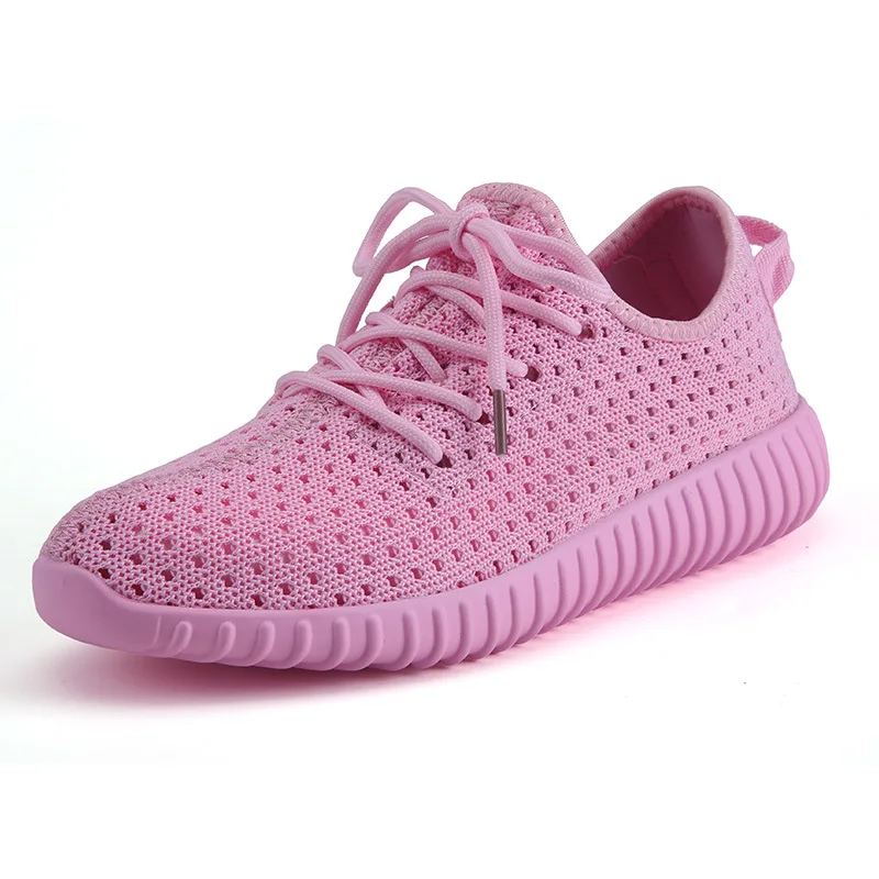 

JINBEILEE Lace-up Mesh Running Shoes Women's Single Hollow Breathable Casual Jogging Shoes Flat-bottomed Sneakers