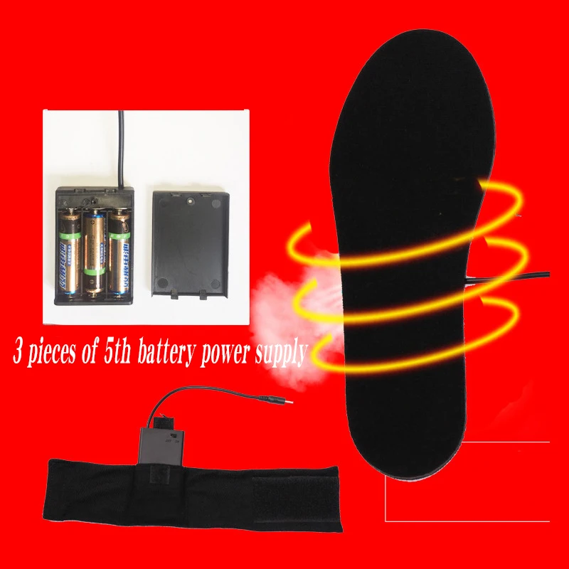 Women- Men- Insoles- Heated- Plush- Fur- Electric- Powered -Carbon -fiber -heating-Black- Walking- Heating- Insoles- 2 Straps & Cases