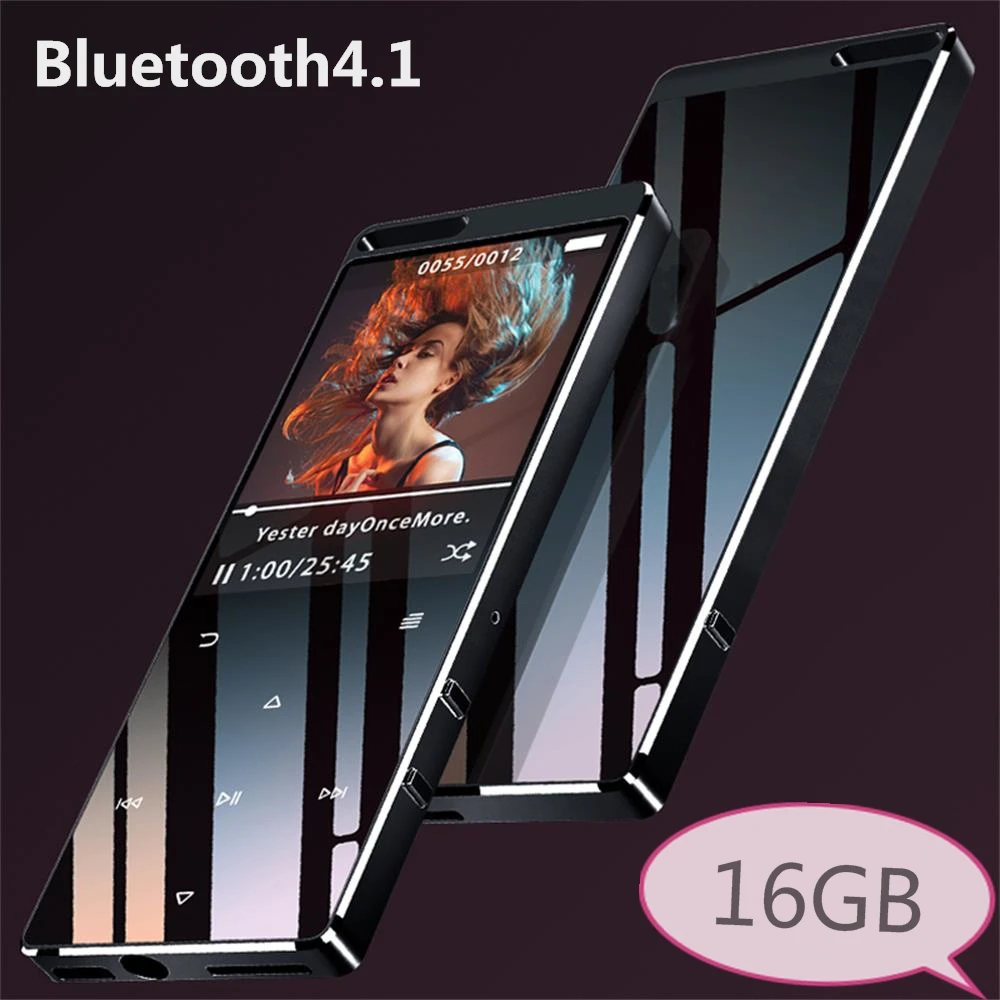 

HiFi MP3 Player with Bluetooth4.1 Touch Button 16GB Ultra-thin Metal Shell Lossless Music Player Support FM, Recorder, Video