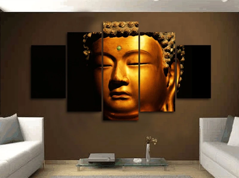 5 Шт Холсте Картины HD Отпечатано Золотой Будда Живопись Плакаты Печать Home Decor