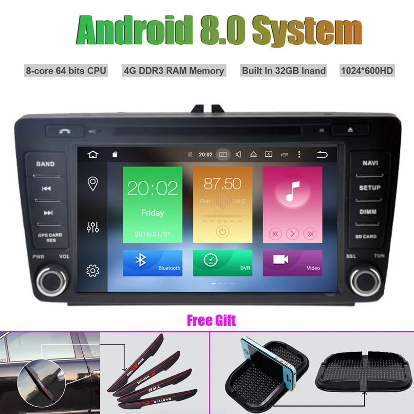 Best Octa Core Android 8.0 CAR DVD Player for SKODA OCTAVIA II 2004-2011 GPS navigation Car multimedia player 0