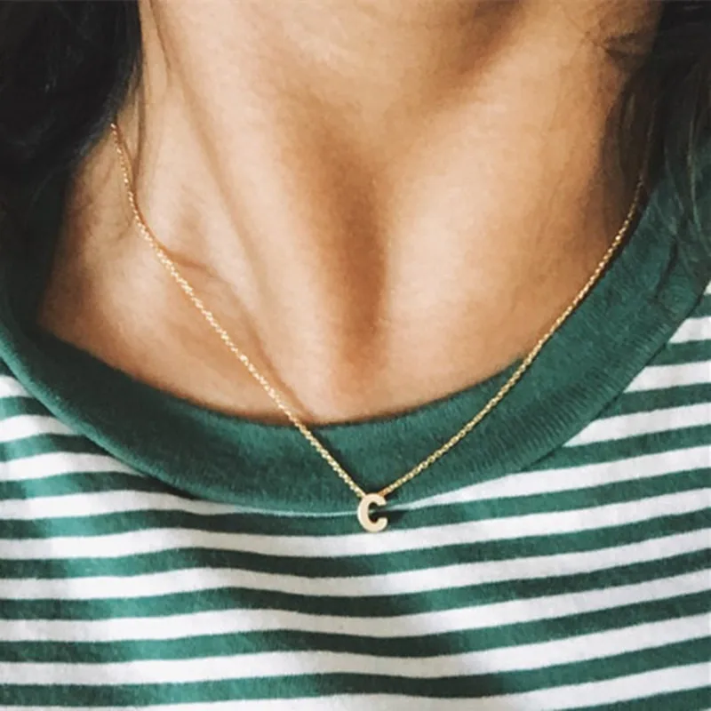 

Tiny gold initial necklace gold letter necklace initials name necklaces pendant for women girls .best birthday gift