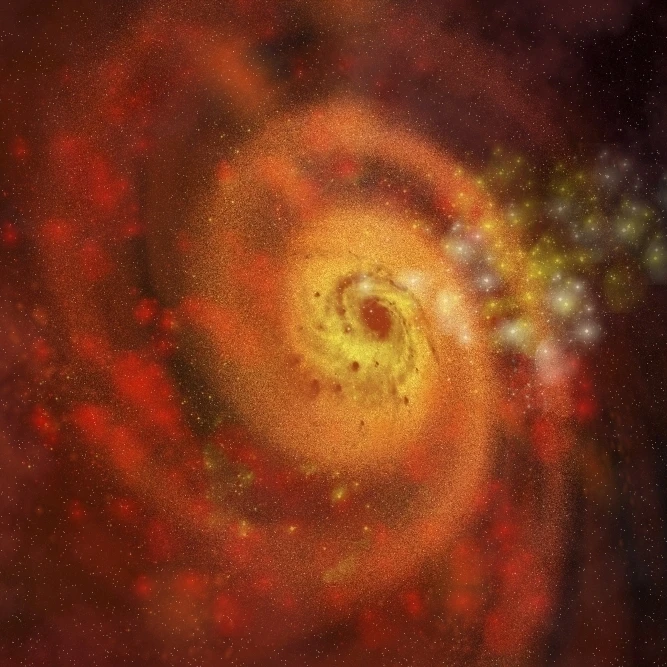 Stars and gases make up a beautiful spiral galaxy Poster Print (17 x 11)