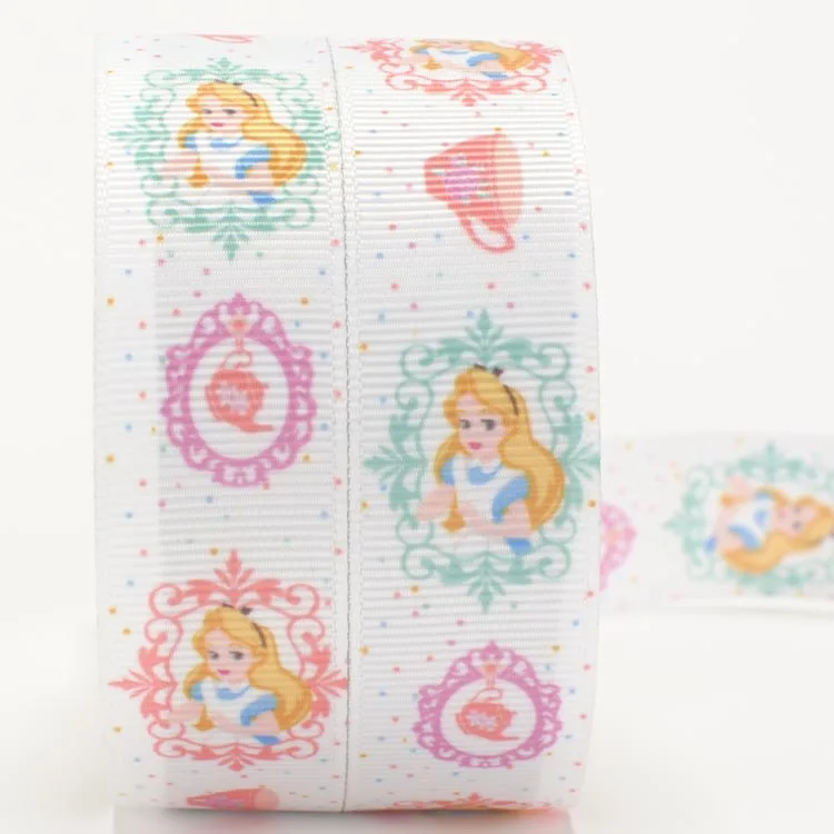 7/8 &quot(22 мм) Красивая Алиса принцесса Печать grosgrain лента бесплатная доставка|printed