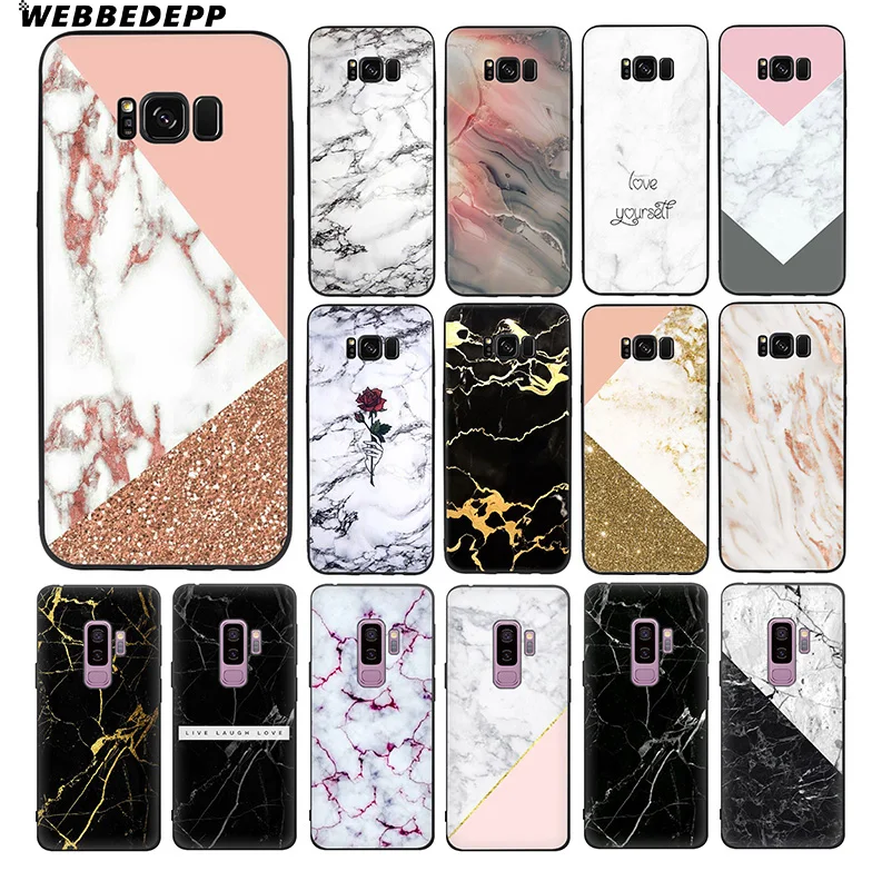 WEBBEDEPP Gold Marble Soft TPU Silicone Case for Samsung Galaxy S10 S10e S9 S8 Plus S7 S6 Edge &amp J6 |