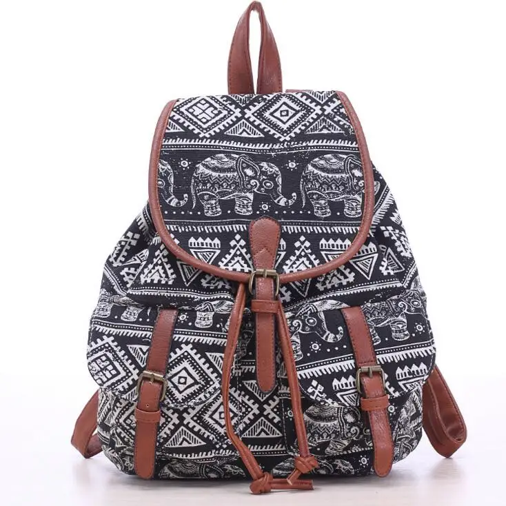 

bag again 022217 new hot lady printing backpack female canvas travel bag