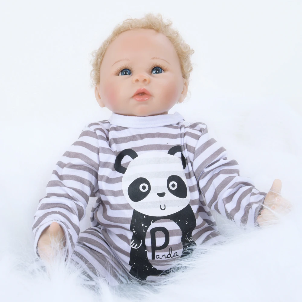 22 &quot55 см кудрявый мохер Очаровательная Кукла Reborn Baby Реалистичная ткань тело