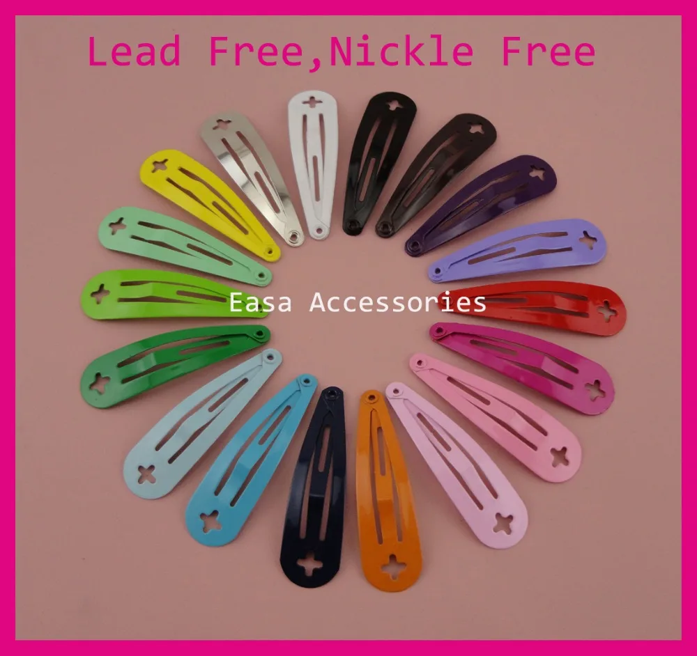 50PCS 4.0cm Mini plain Round Head Metal Snap Clip Cross holes infant