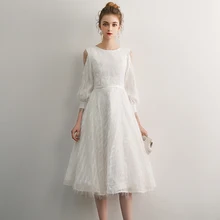 Robe de Soiree Courte белое винтажное кружевное вечернее платье короткое вечернее платье с поясом Vestido de Festa LYFY14