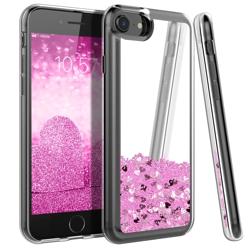 

Yokata Luxury Case For iPhone 6 7 8 plus Liquid Glitter Quicksand Mirror Cover For iPhone 7Plus Case Clear Silicone Bling Girl