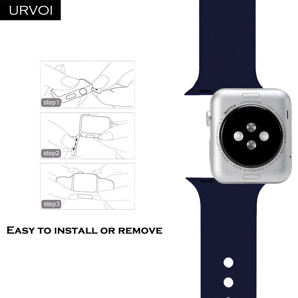 URVOI силиконовый ремешок для apple watch series 5 4 3 2 1 спортивный ремешок для наручных часов iwatch, ремешок микс в полоску с принтом в виде красочные замена 40/44 мм