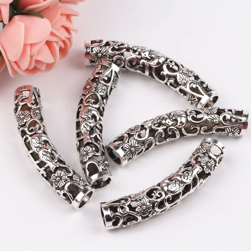 

10pcs Vintage Alloy Antique Silver Flower Design Connector Pendant Fit Bracelet Necklace Jewelry Accessories Metal Making 9X48mm