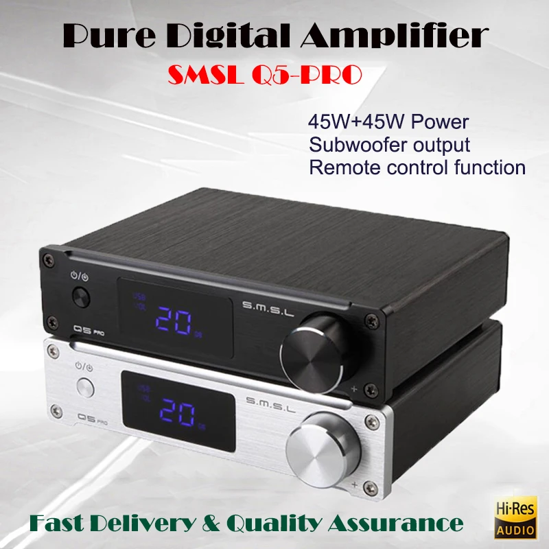 

SMSL Q5 Pro Pure Digital Amplifier Audio Hifi Power Amplifier USB DAC Audio Decoder Portable Stereo Sound Subwoofer Amplifier