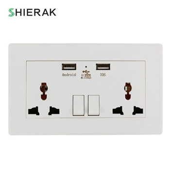 

SHIERAK Universal Standard 2100mA Wall Socket With Dual USB Port Plug Adapter White Power Socket 2 USB Wall Outlet for Home