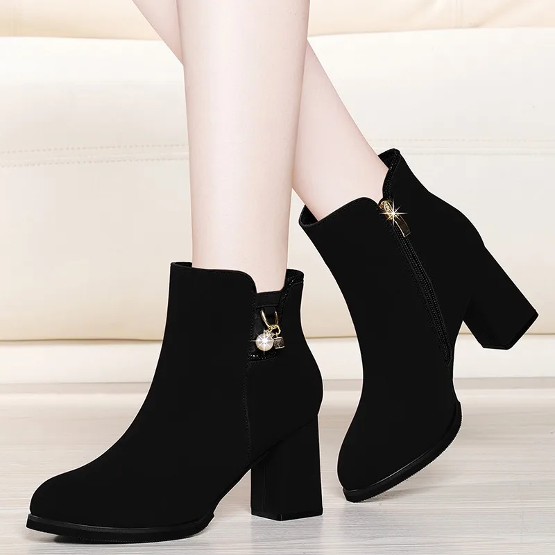 Stiefel Herbst Frauen Wildleder 2019 Top Heels Plattform 1 High Winter Stiefeletten Qualität Schuhe 2 a0217 Neue Kappe Kuh Runde Yg AwXO4q