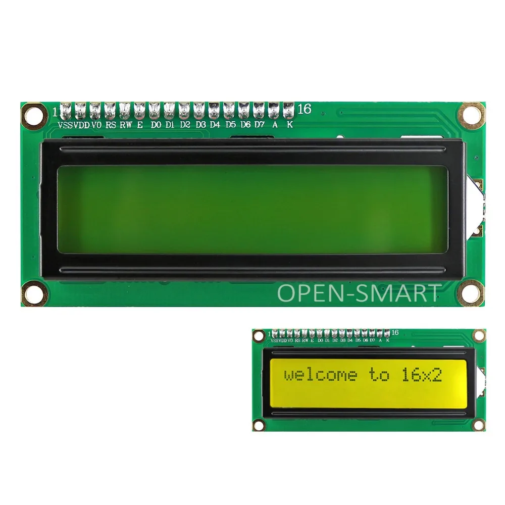 OPEN-SMART 3 В I2C /IIC 1602 ЖК-дисплей желто-зеленого цвета модуль бортового потенциометра