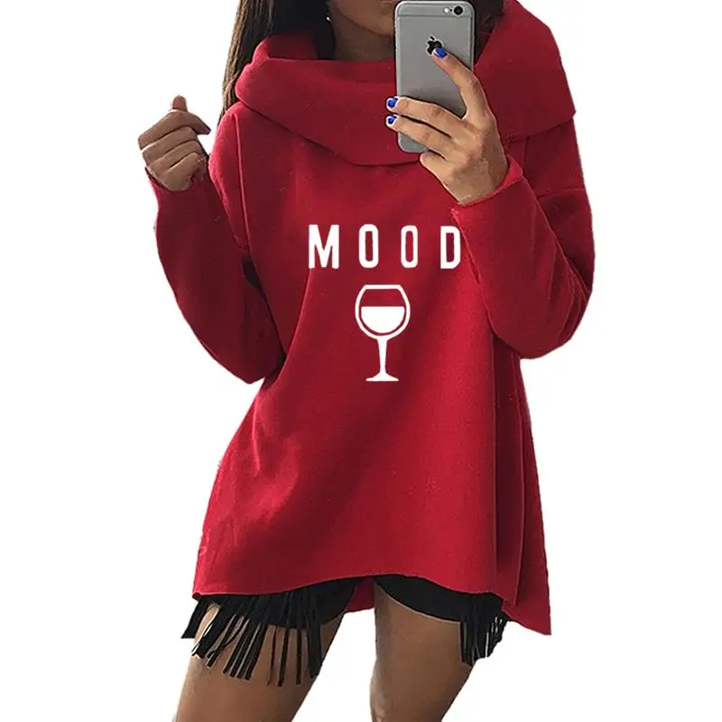 

2018 New Fashion MOOD Print Sweatshirts Hoodies Women Funny Harajuku Casual Loog Sleeve Corduroy Street Thick Sweet Pullovers