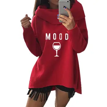 

2018 New Fashion MOOD Print Sweatshirts Hoodies Women Funny Harajuku Casual Loog Sleeve Corduroy Street Thick Sweet Pullovers