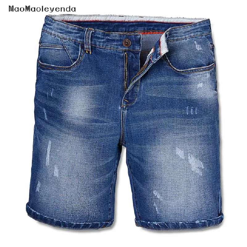 Summer Plus Size Men's Jeans Shorts Knee Length Denim Shorts Blue Casual Clothing Big and Tall