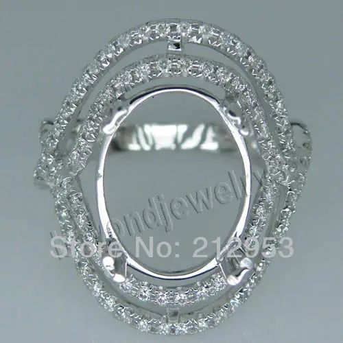 

Vintage Oval 10x14mm Solid 18Kt White Gold Setting Ring SR00284