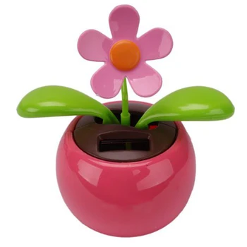 

PHFU Car Rose-red Cute Flip Flap Swing Solar Flower