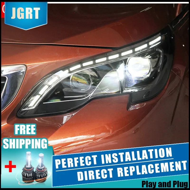  2PCS LED Headlights For Peugeot 3008 2017 Car Led Lights Double Xenon Lens Car Accessories Daytime  - 32890355781