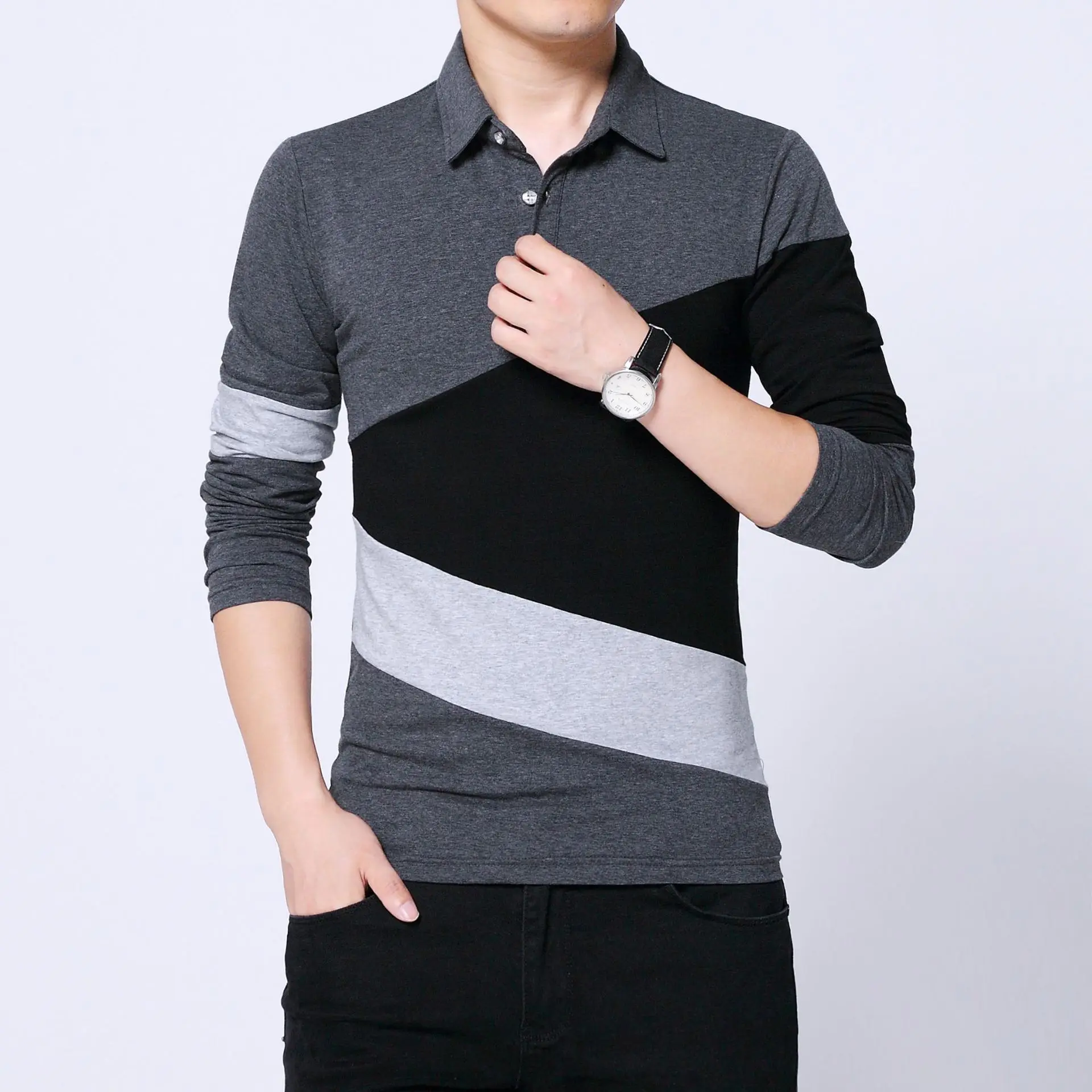 Striped Design New Men s Brand Polo Shirt Long Sleeves Fashion Spring Autumn Clothes Plus Asian Size M-3XL 4XL 5XL