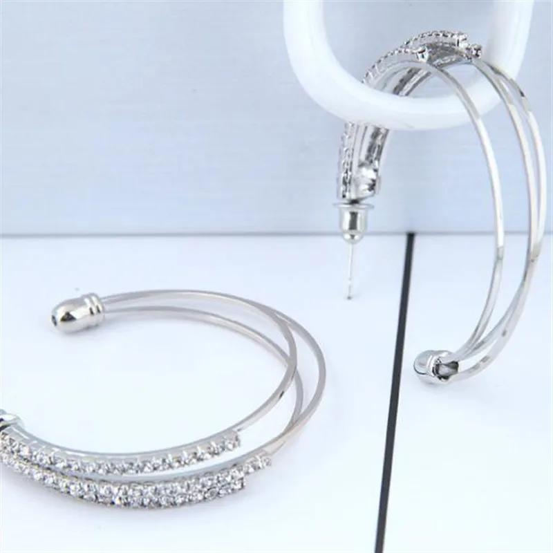 Модные Различные стразы большие серьги-кольца для женщин Bijoux классические три круглые серьги с кристаллами ювелирные изделия милый подарок