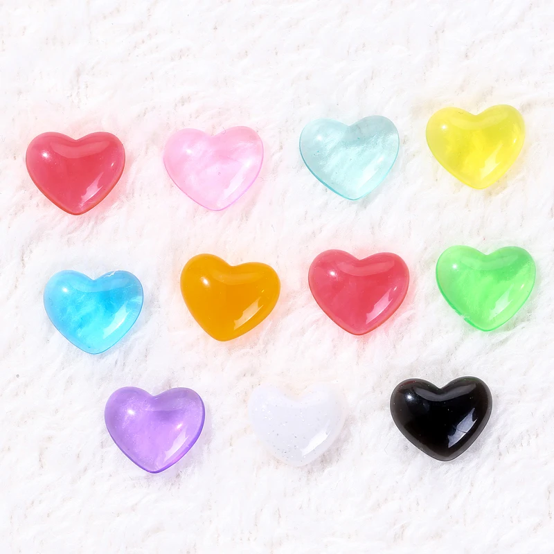 20 шт 11 мм Смешанные Kawaii позолоченные сердца плоские резиновые Кабошоны для телефона Deco. Аксессуары для скрапбукинга DIY