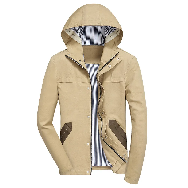 

2019 NEW ! Fall Fashion Jackets men, Big size Cotton mens Jackets , European and American thin men's jacket , Khaki S-4XL