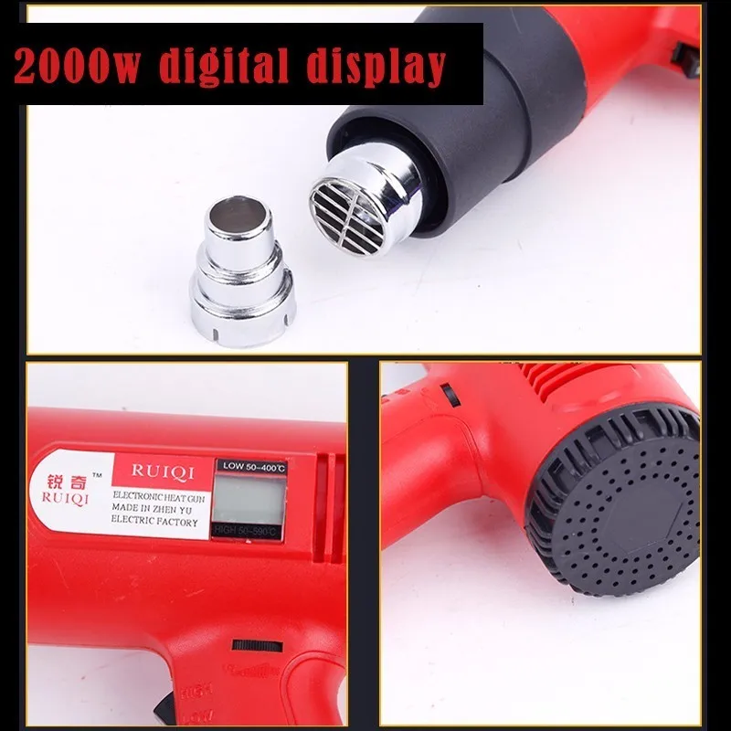 2000w Digital displa Пегасик Высокое качество 220 В Цифровой Регулируемый Температура ЕС Plug промышленный Электрический Воздушный пистолет термостат горячий пистолет инструмент - Цвет: 2000w Digital displa