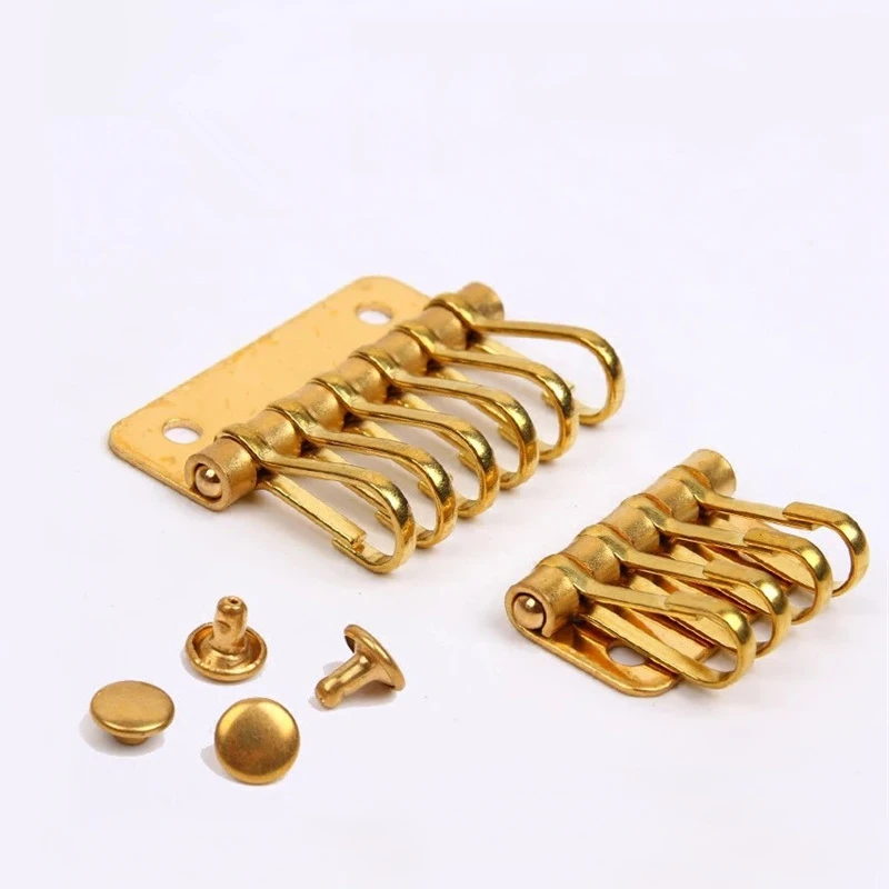 Solid brass 6 snap hook key case inner fitting plate leather craft hardware Solid brass 6 snap hook key case inner fitting plate leather craft hardware