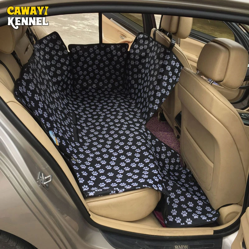 CAWAYI KENNEL Footprint Dog Carriers Waterproof Rear Back Pet Dog Car Seat Cover Mats Hammock Protector With Safety Belt D1010