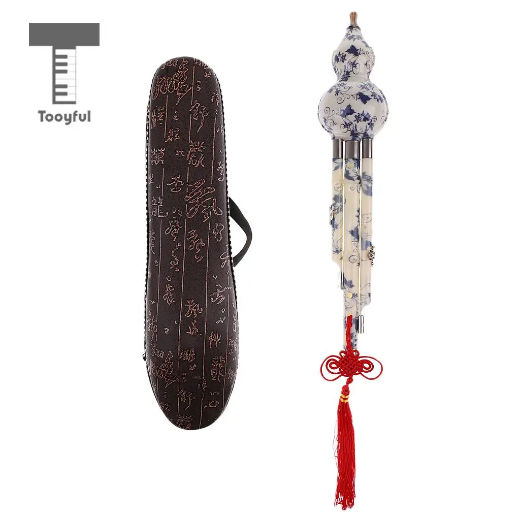 Tooyful Chinese Cucurbit Flute Hulusi Gourd Flauta Hulusi C/Bb Key Porcelain Calabash Flute Folk Musical Instrument with Case