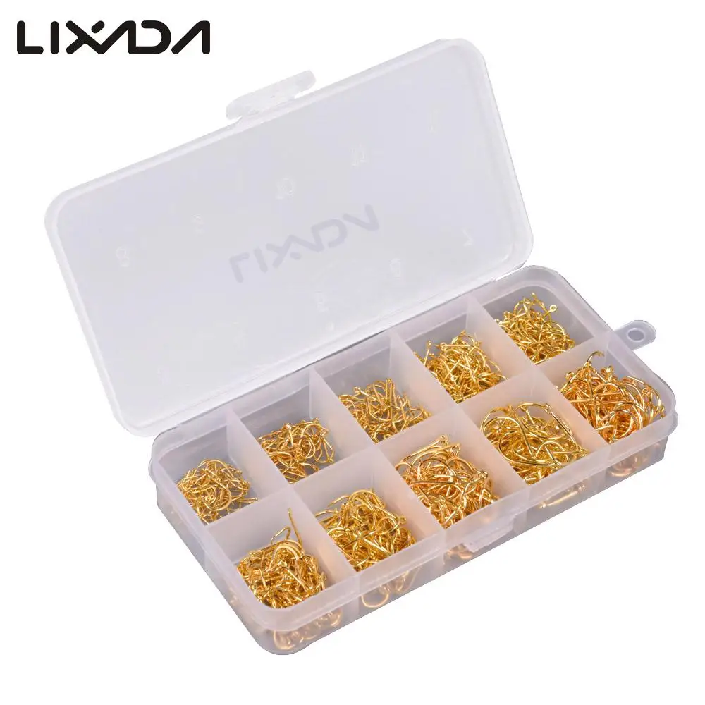 Lixada 600 шт. рыболовные джиг Крючки с отверстием коробка для рыболовных снастей 3 # 12