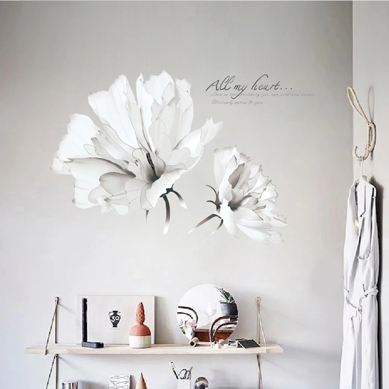 

Decoration Stickers on the Wall 3D Flower Plant Wall Sticker Living Room Vinyl Adhesive Wallpaper Bedroom Tile Decor 60*90cm 01