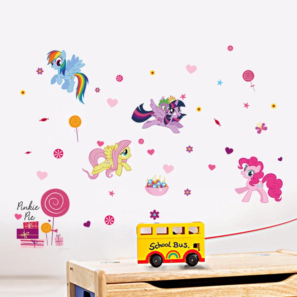 ZOOYOO милые пони аниме наклейки на стены My Little настенные Стикеры с лошадью для детской комнаты девочки декоративный виниловый для спальни мультфильм